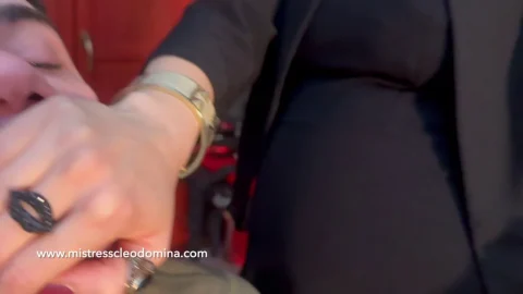 Hand Gag Worship Under Pregnant Goddess